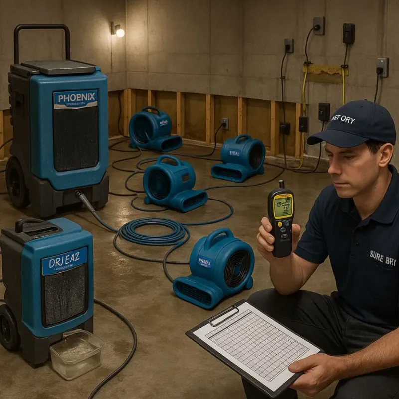 Structural Drying and Dehumidification process in Groves, TX